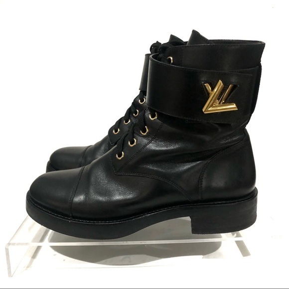 Authentic Louis Vuitton Wonderland Leather Moto Combat Military Boots 7.5 - Picture 2 of 11